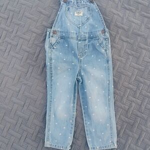 OshKosh B'gosh Denim Overalls With Heart Pattern 3T